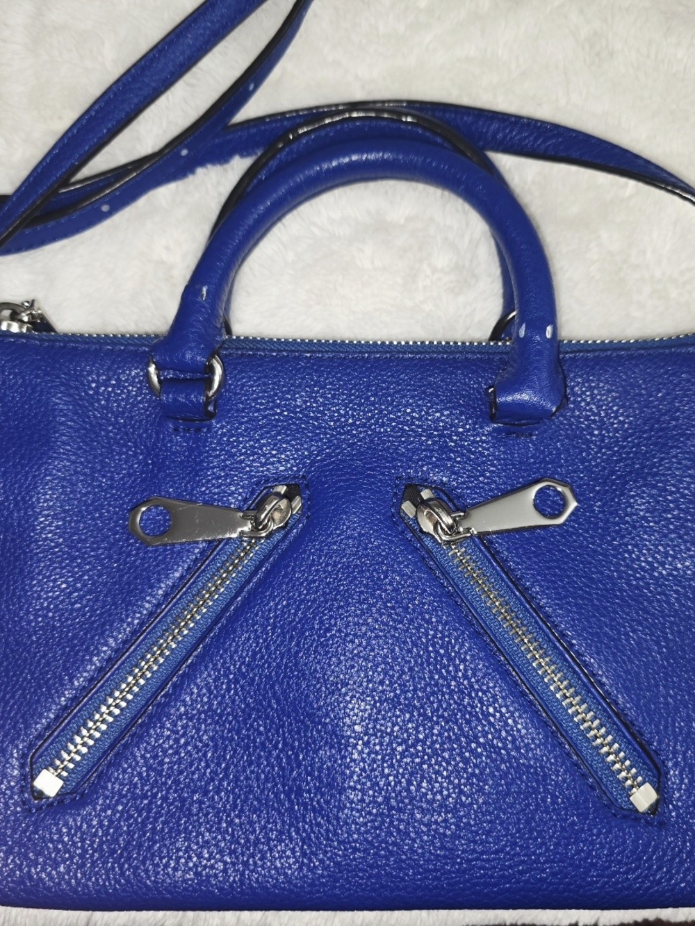 Rebecca Minkoff Cobalt Blue & Silver Micro Moto Satchel & Crossbody Purse Bag - Picture 14 of 16